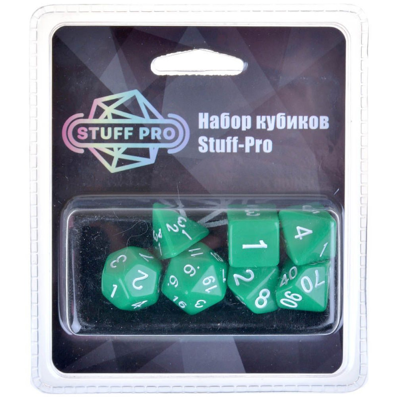 Набор кубиков Stuff-Pro для ролевых игр (зелёный)